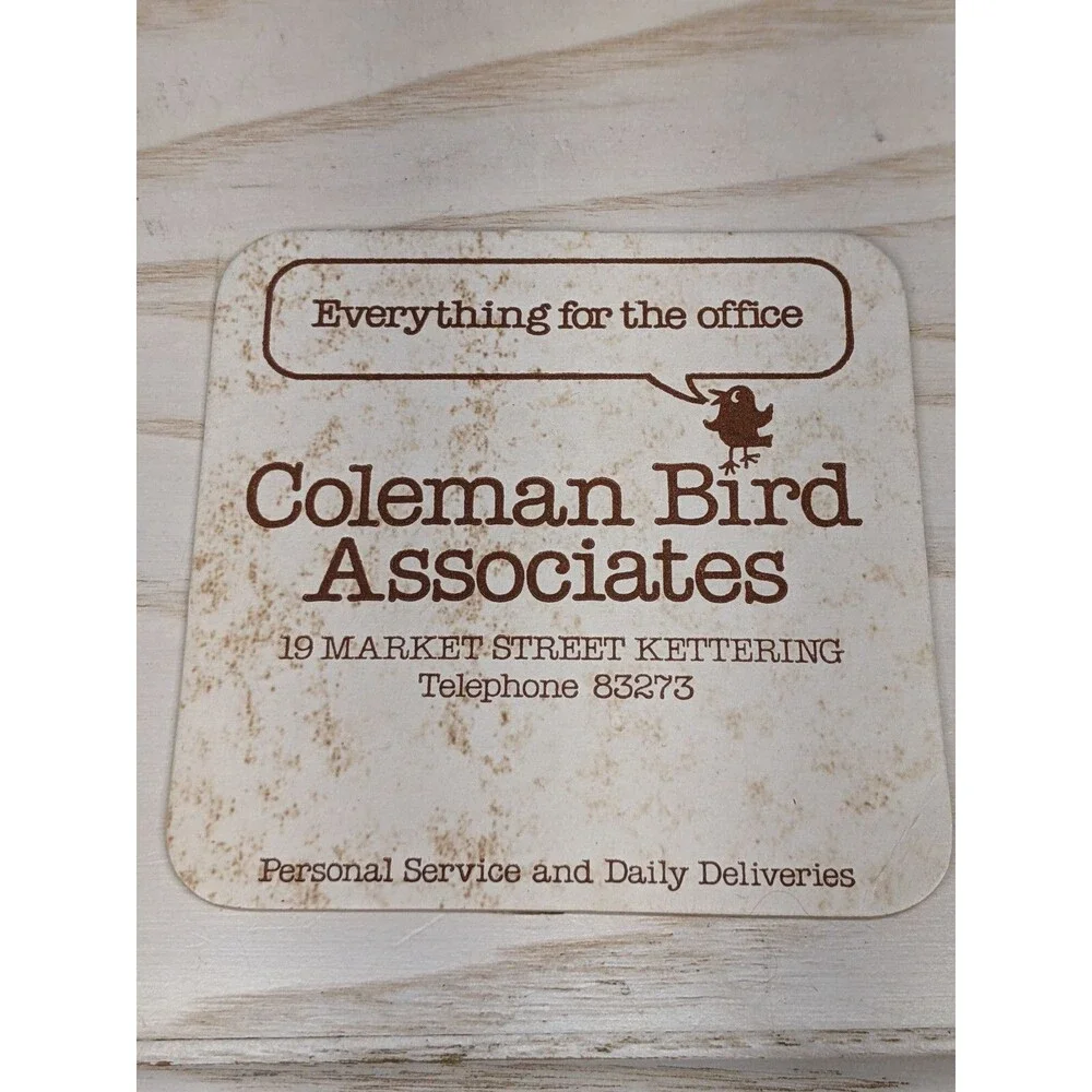 Vtg Kettering Photo Views  Coasters Set of 6 England Barware Pub Coleman Bird AD